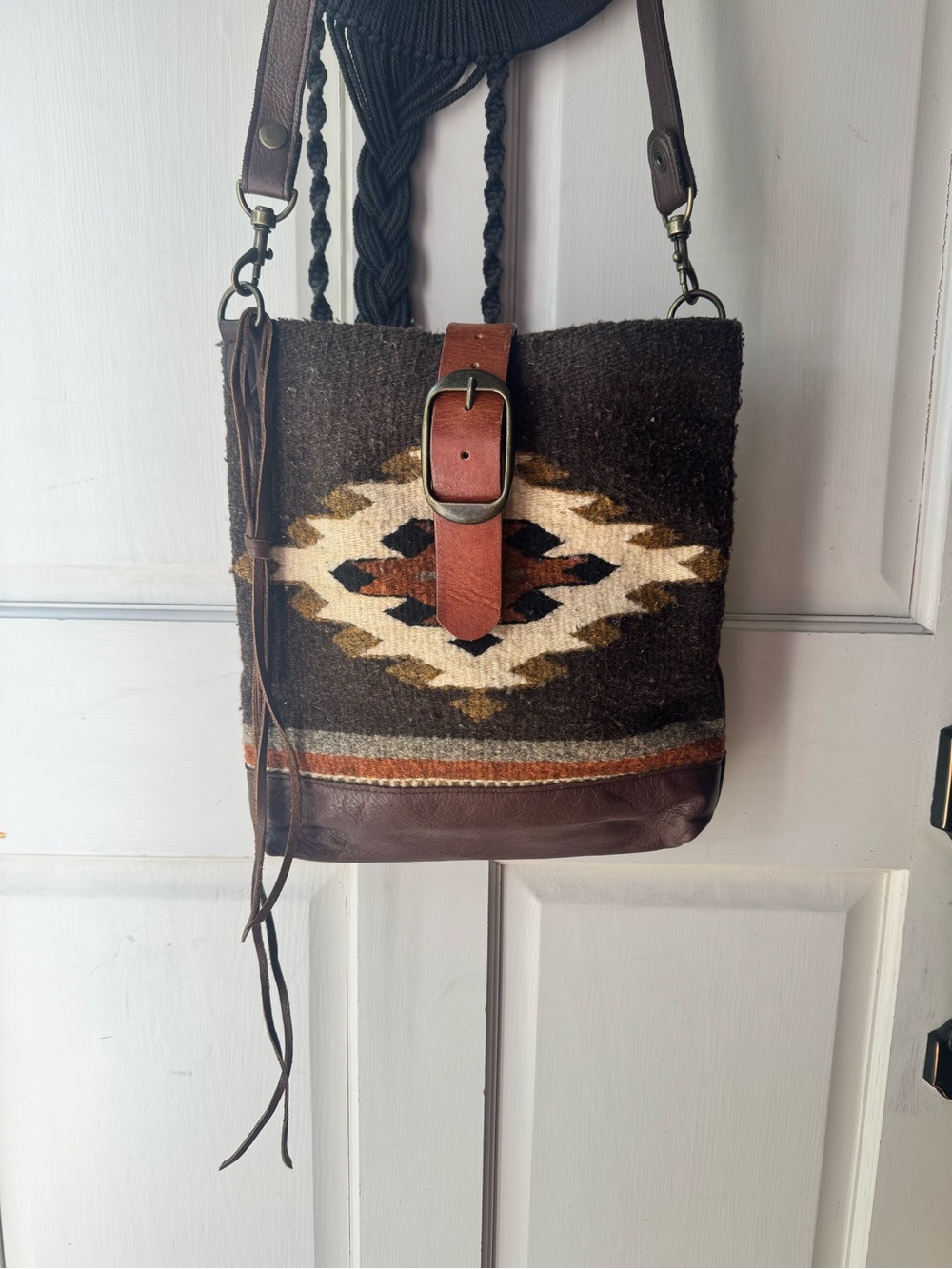 McFadin Wool & Leather Southwestern Crossbody Bag - Picture 3 of 7